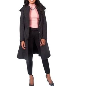 Betabrand Phyllis All Day Women's Long Coat Size Large Black Waterproof USA